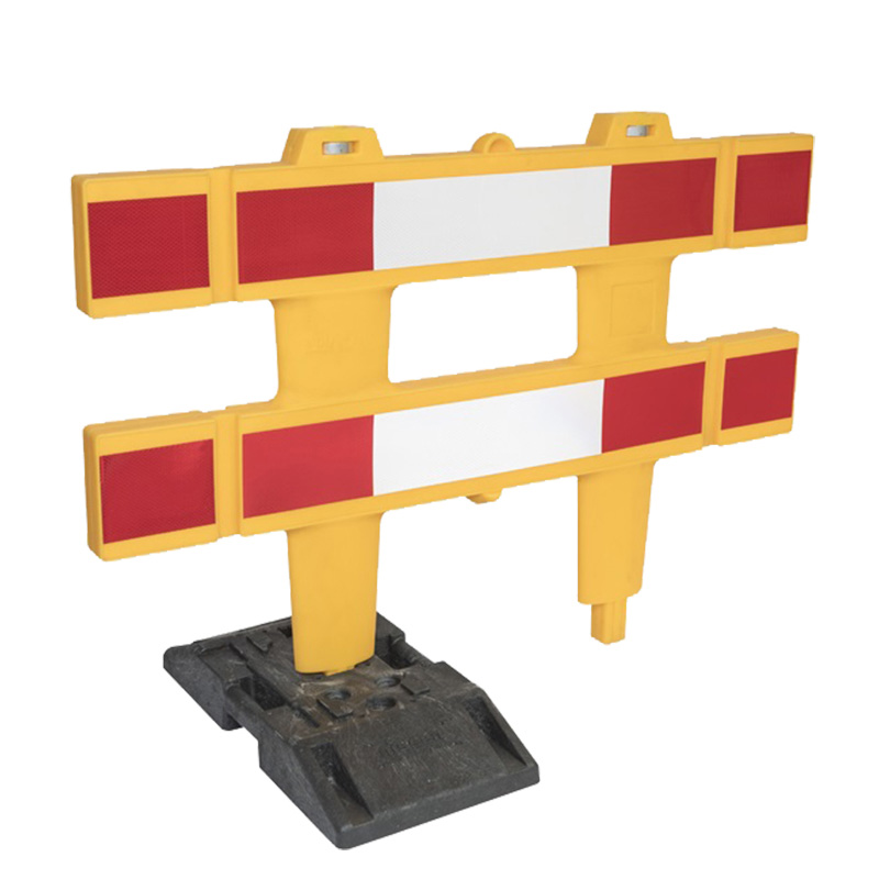 Tijdelijke wegsignalisatie afzethek polgard geel dubbelzijdig rood/wit huren